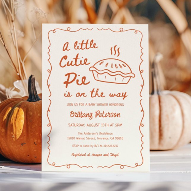 A Little Cutie Pie Is On The Way Pie Baby Shower Invitation (Creator Uploaded)