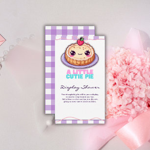 A Little Cutie Pie Kawaii Purple Plaid Baby Shower Enclosure Card