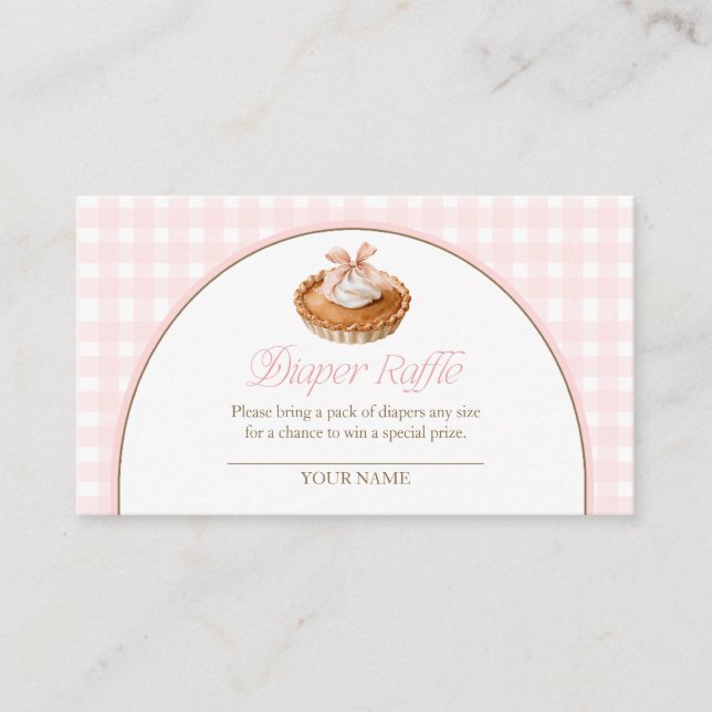 A Little Cutie Pie Pink Gingham Diaper Raffle Enclosure Card (Front)
