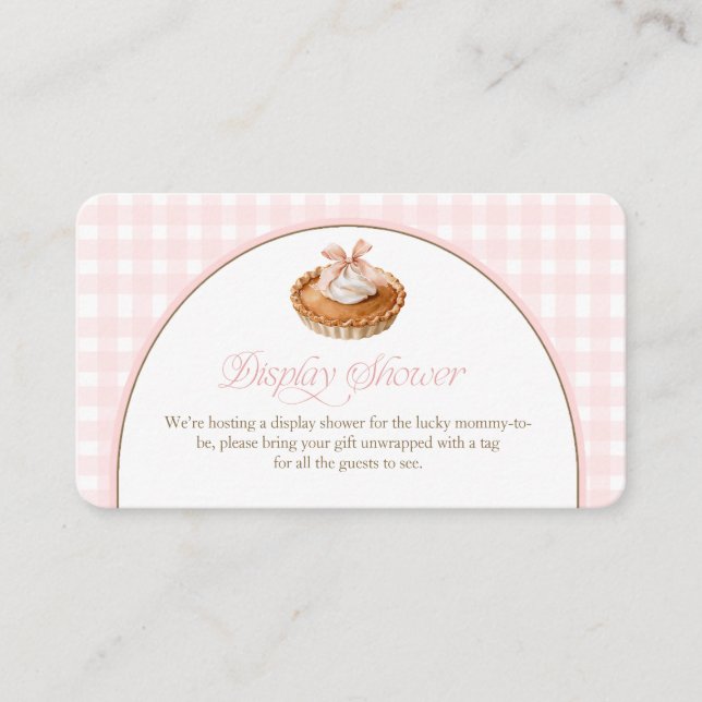 A Little Cutie Pie Pink Gingham Display Shower Enclosure Card (Front)