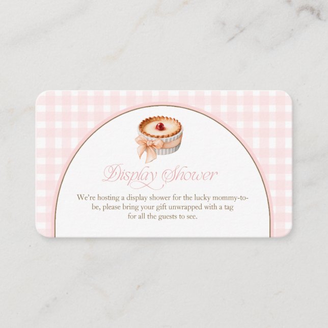 A Little Cutie Pie Pink Gingham Display Shower Enclosure Card (Front)