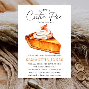 A Little Cutie Pie Pumpkin Fall Baby Shower Invitation