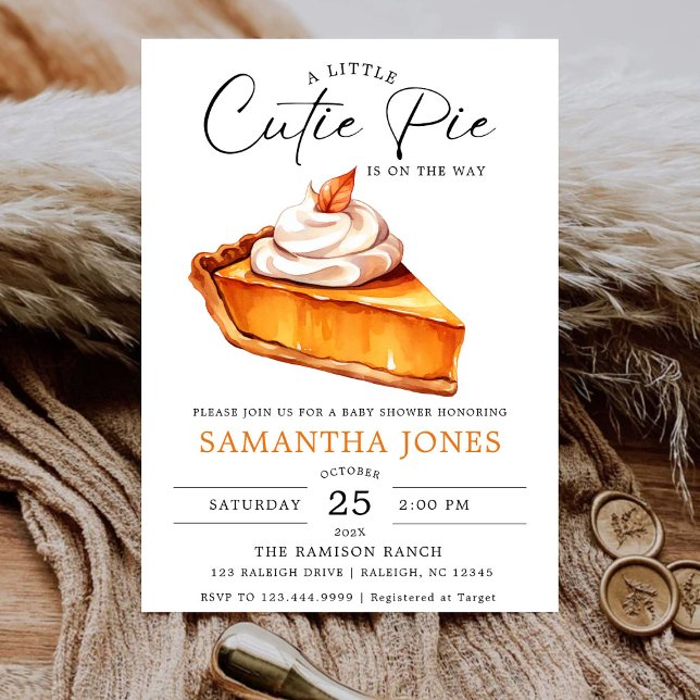 A Little Cutie Pie Pumpkin Fall Baby Shower   Invitation (Creator Uploaded)