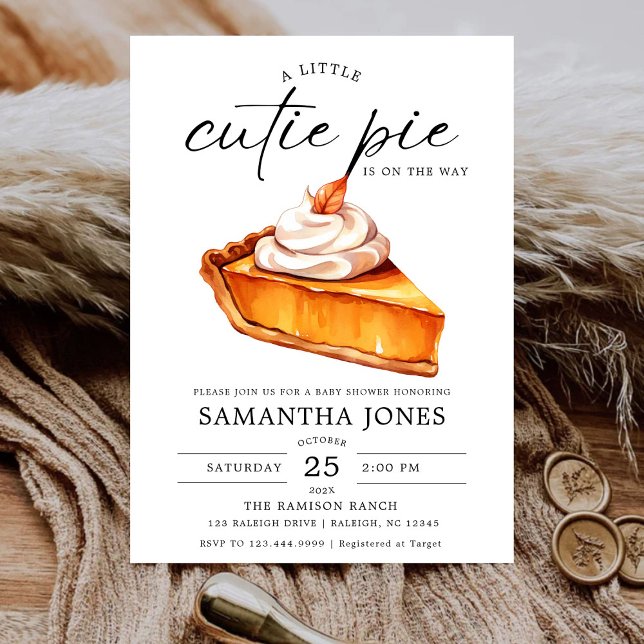 A Little Cutie Pie Pumpkin Fall Baby Shower   Invitation (Creator Uploaded)