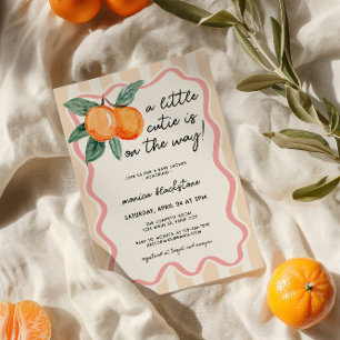 A Little Cutie Whimsical Girls Baby Shower Invitation