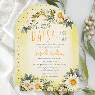 A Little Daisy Is On The Way Floral Baby Shower Invitation