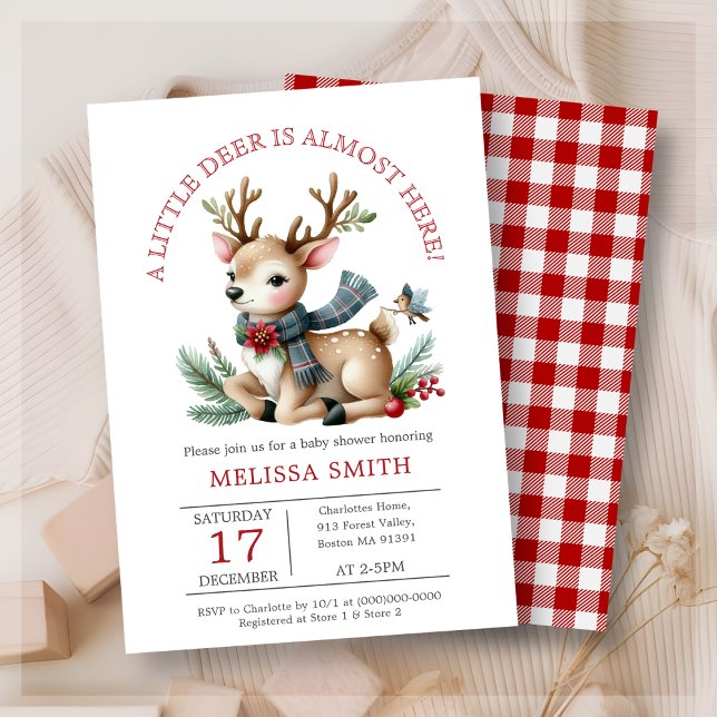 A Little Deer Christmas Reindeer Baby Shower  Invitation (Creator Uploaded)