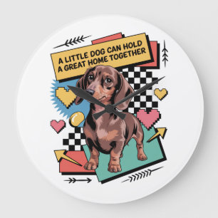 A Little Dog Can Hold A Great Home Together Large Clock