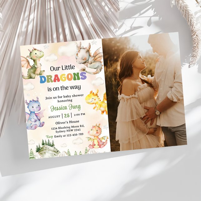 A Little Dragon Is On The Way Baby Shower Party Invitation (Creator Uploaded)