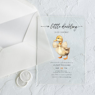 A Little Duckling Is On The Way Duck Baby Shower Acrylic Invitations