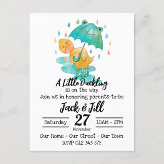 A Little Duckling is on the Way Invitation Postcar Postcard