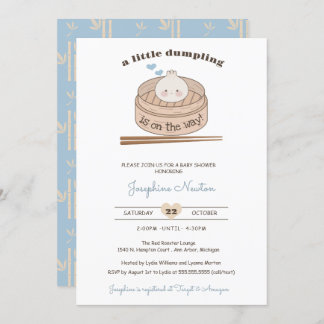 A Little Dumpling Baby Bao Boy Shower  Invitation