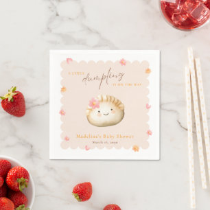 A Little Dumpling on the Way Cute Baby Girl Shower Napkin