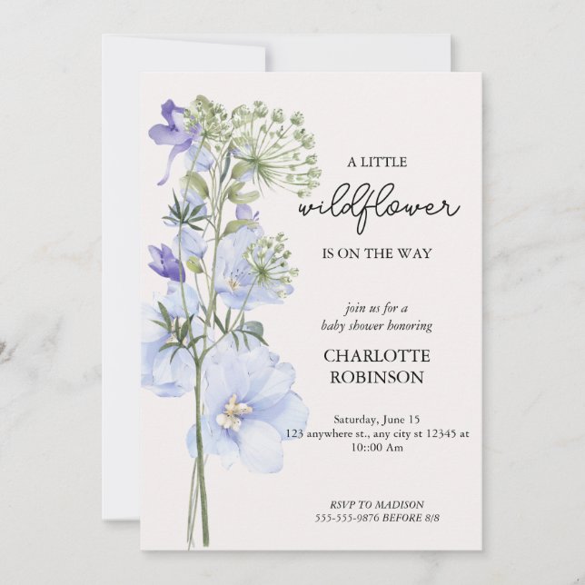 A Little Elegant Wildflower Girl Baby Shower Invitation (Front)