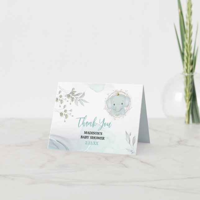 A Little Elephant Boy Baby Shower Thank You Card (Front)