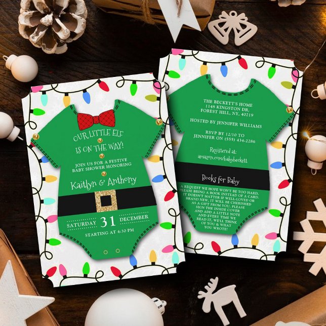 A Little Elf Is On The Way! Christmas Baby Shower Invitation (Creator Uploaded)