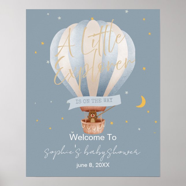 A Little Explorer Hot Air Balloon Welcome Sign (Front)
