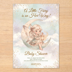 A Little Fairy is on Her Way Celestial Baby Shower Acrylic Invitations