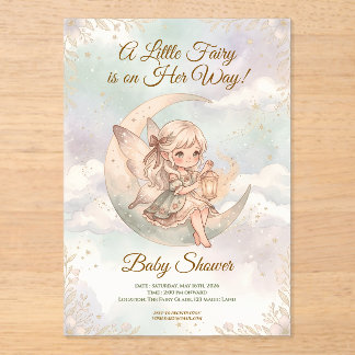 A Little Fairy is on Her Way Celestial Baby Shower Acrylic Invitations
