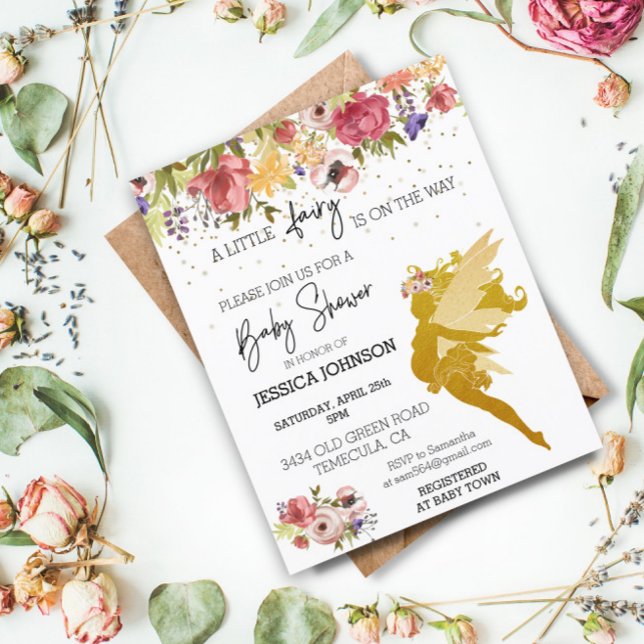 A Little Fairy is on the Way Baby Shower Gold Invi (Creator Uploaded)