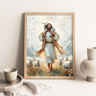 A Little Family, Digital Christian Art, Jesus Resc Poster