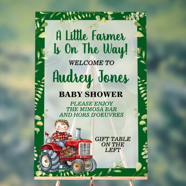 A Little Farmer Is On The Way Baby Shower Acrylic Sign (Neutral)