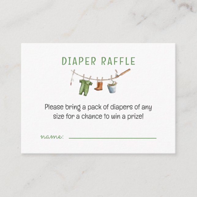 A Little Fisherman Baby Diaper Raffle Enclosure Card (Front)