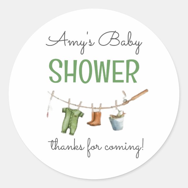 A Little Fisherman Baby Shower Classic Round Sticker (Front)