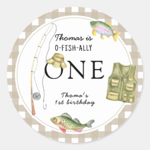 A little Fisherman Birthday Party Classic Round Sticker