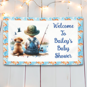 A Little Fisherman   Cute Boy's Baby Shower Banner