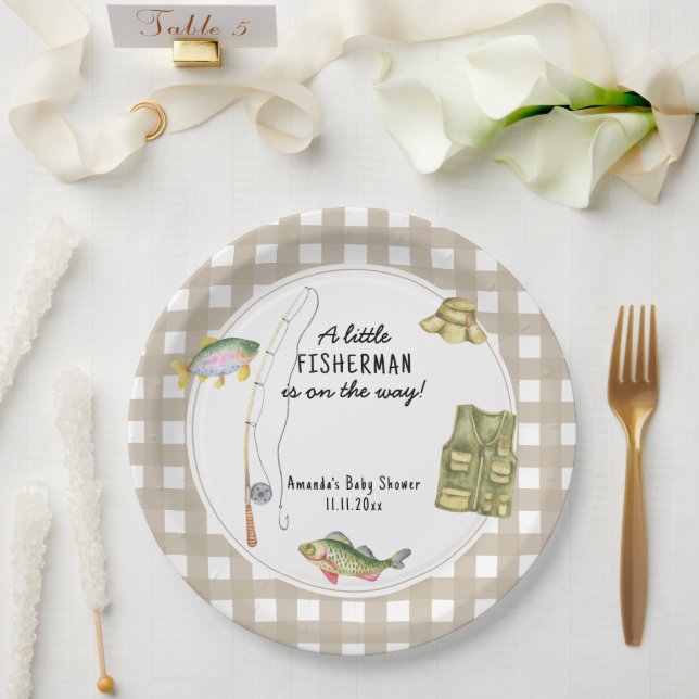 A little fisherman is on the way Baby Shower  Paper Plate (Wedding)