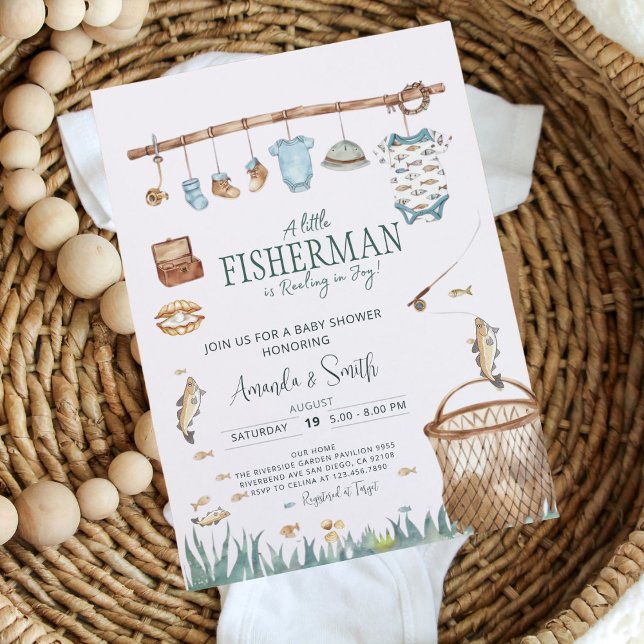 A Little Fisherman is Reeling In Joy Baby Shower  Invitation (Creator Uploaded)