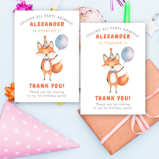 A Little Fox Birthday Party Thank You Card (Creator Uploaded)