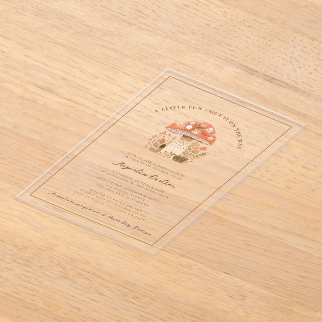 A Little Fun Guy Mushroom Fall Baby Shower  Acrylic Invitations (Laydown)