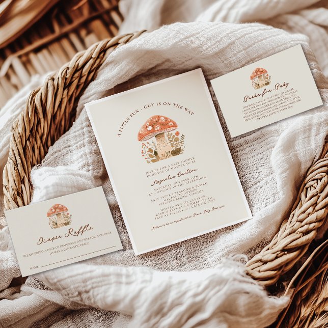 A Little Fun Guy Mushroom Fall Baby Shower  Invitation (Little Fun-gi Mushroom Baby Shower )