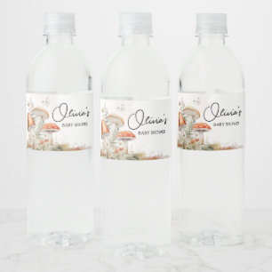 A Little Fungi Enchanted Mushroom Baby Shower Water Bottle Label