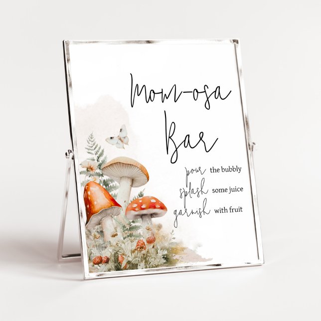 A Little Fungi Enchanted Mushroom Mum Osa Bar Poster (Little Mushroom Baby Shower Mom Osa Bar Sign)