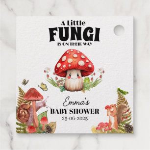 a Little Fungi Mushroom Butterfly Moth Baby Shower Favour Tags