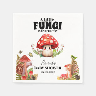 a Little Fungi Mushroom Butterfly Moth Baby Shower Napkin