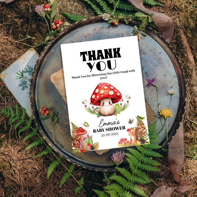 a Little Fungi Mushroom Butterfly Moth Baby Shower Thank You Card (a Little Fungi Mushroom Butterfly Moth Baby Shower Thank You )