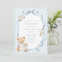 A Little Gentleman Blue Boy Bear Stripe Baby