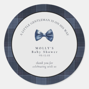 A Little Gentleman is on his way Baby Shower  Classic Round Sticker