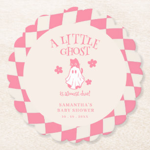 A Little ghost retro halloween baby shower Paper Coaster