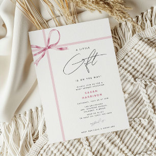 A little Gift' Bow Ribbon Girl Baby Shower Invitation