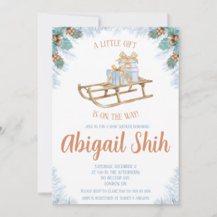 A Little Gift is on the Way, Winter Baby Shower Invitation