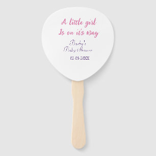 A little girl is on its way baby shower pink name hand fan