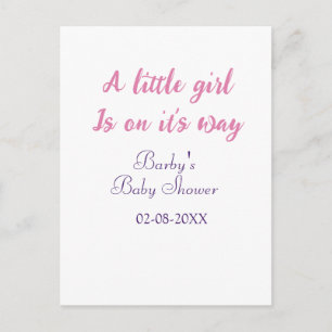 A little girl is on its way baby shower pink name  postcard