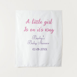 A little girl is on its way baby shower pink name tapestry