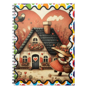 A little girl runs in front of a house notebook