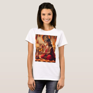 a little girl sits in front of a table with candle T-Shirt